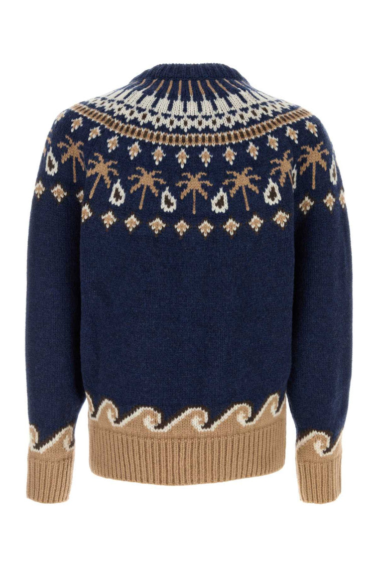 Navy Blue Jacquard Sweater 2