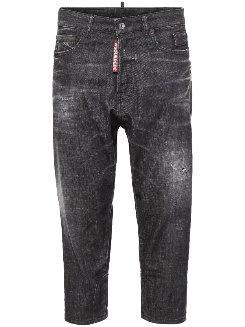 Black Low Rise Cropped Jeans 1