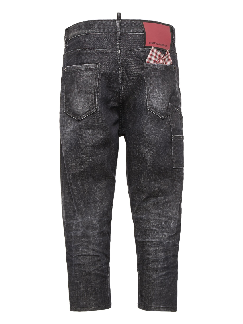 Black Low Rise Cropped Jeans 2