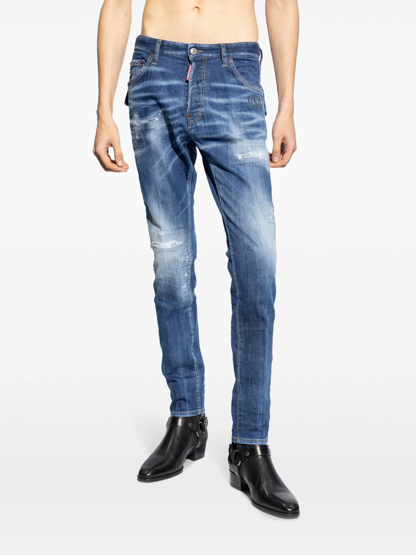 Blue Distressed Regular-fit Jeans 3