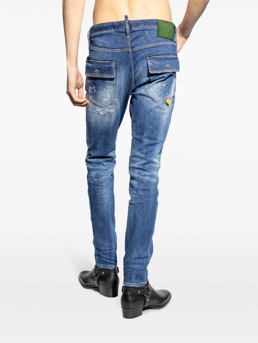 Blue Distressed Regular-fit Jeans 4