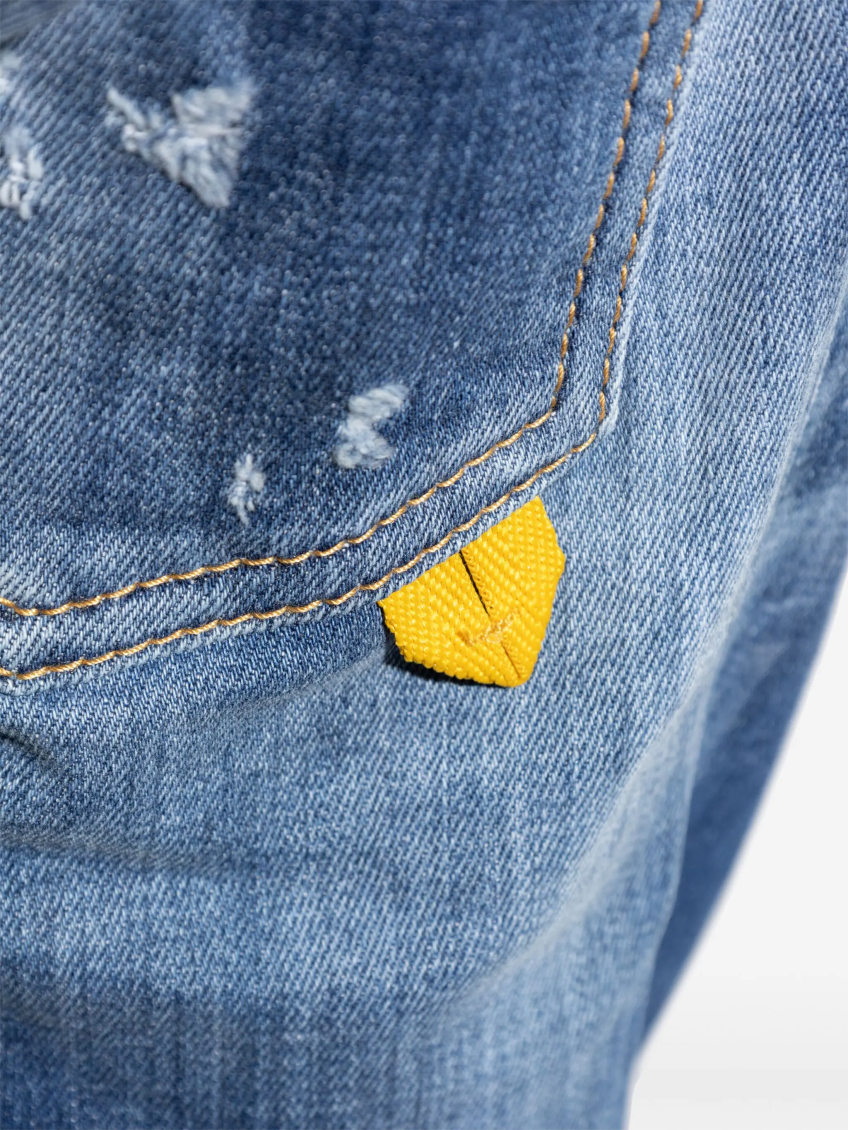 Blue Distressed Regular-fit Jeans 5