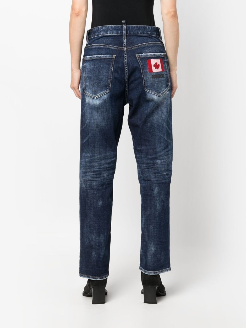 Blue Straight Leg Jeans 4