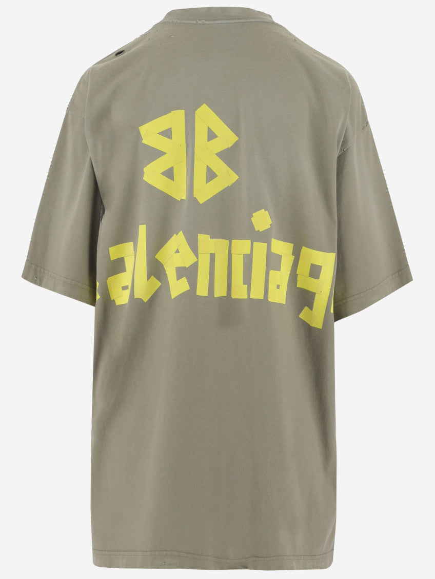 Sage Green Tape Type Cotton T-shirt 2