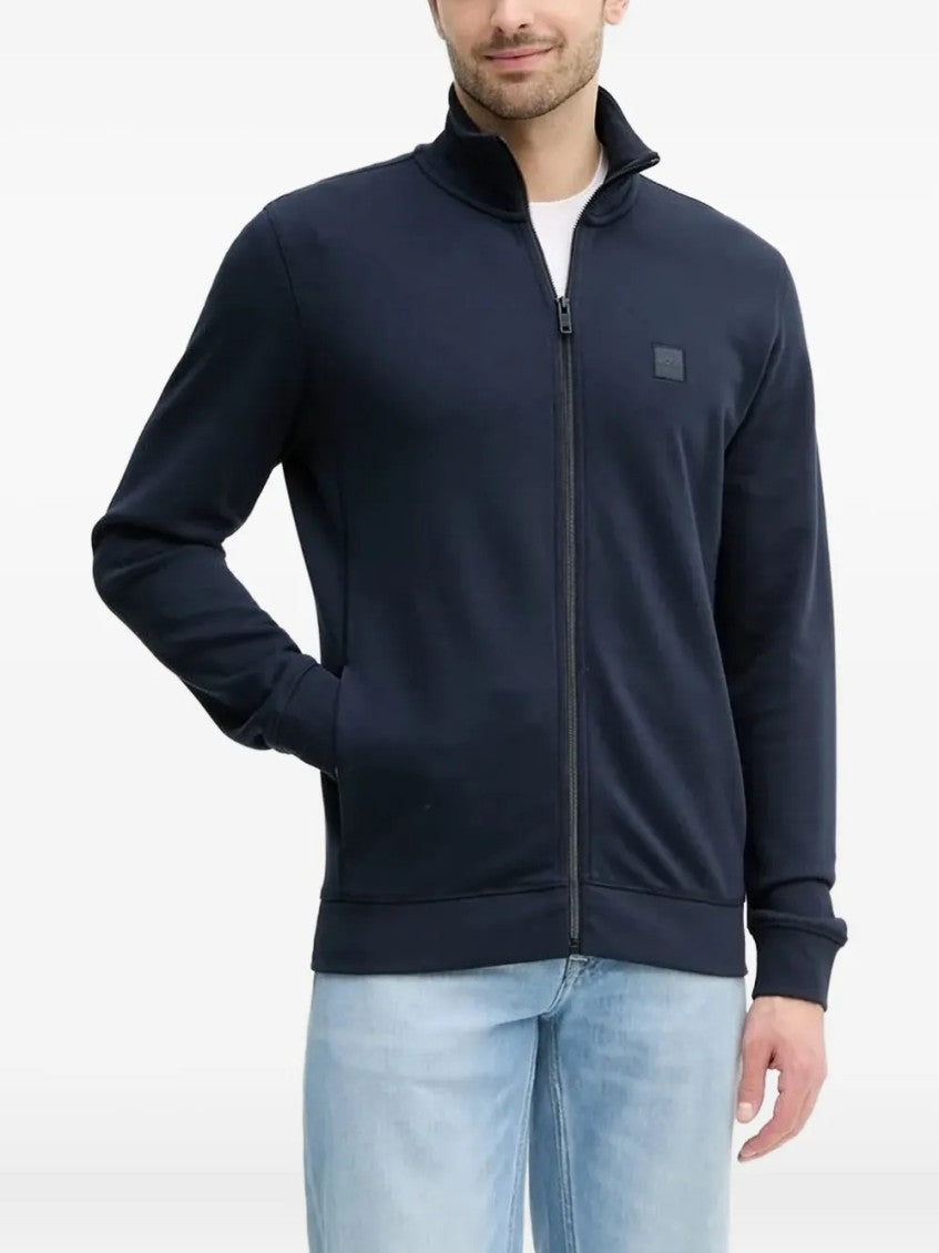 Dark Blue high-neck Zip-up Sweatshirt 1