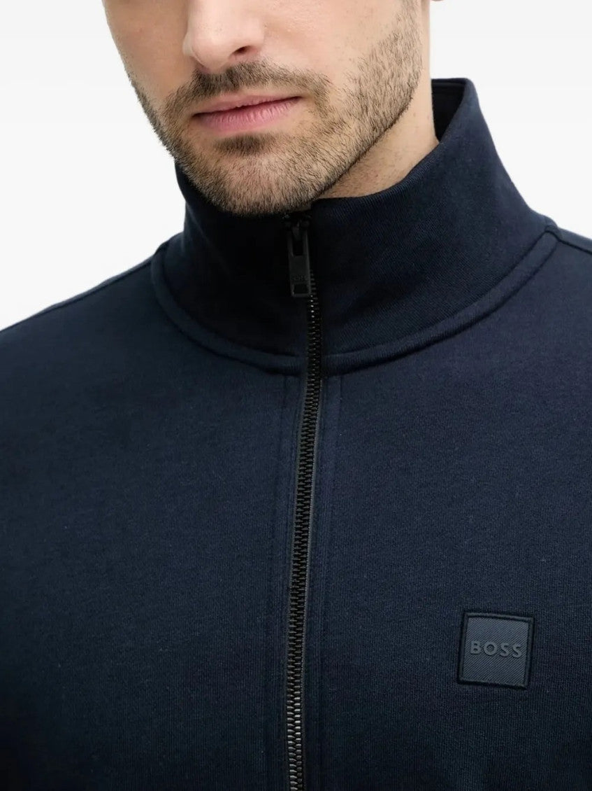 Dark Blue high-neck Zip-up Sweatshirt 3