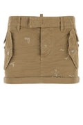 Beige Short Skirt With Distressed Effect 1