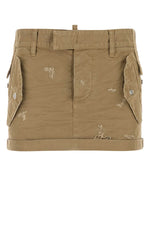 Beige Short Skirt With Distressed Effect 1