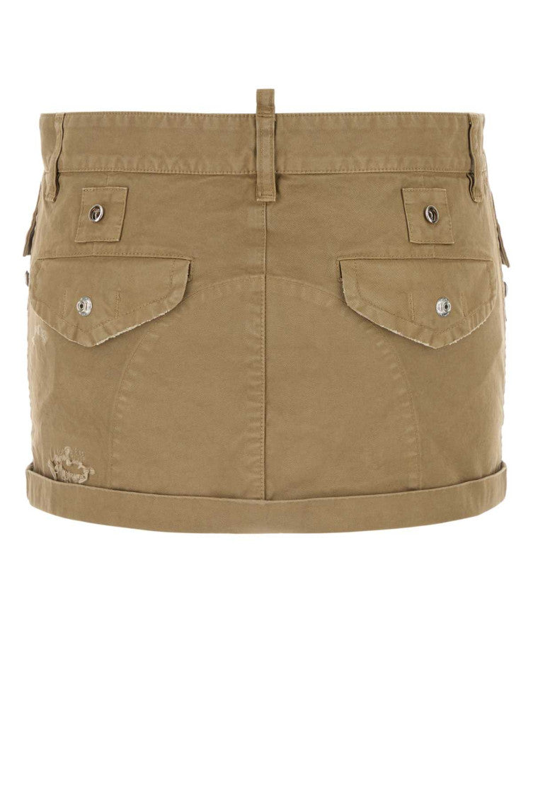 Beige Short Skirt With Distressed Effect 2