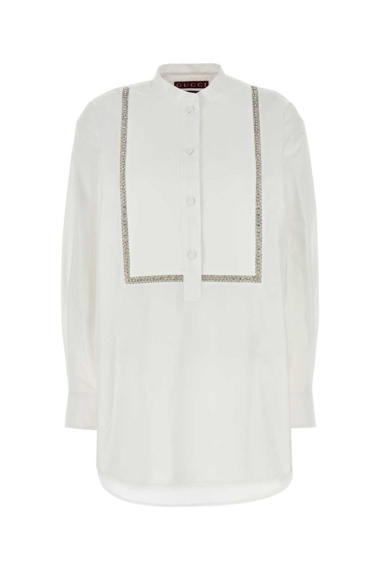 White Poplin Shirt With Details 1