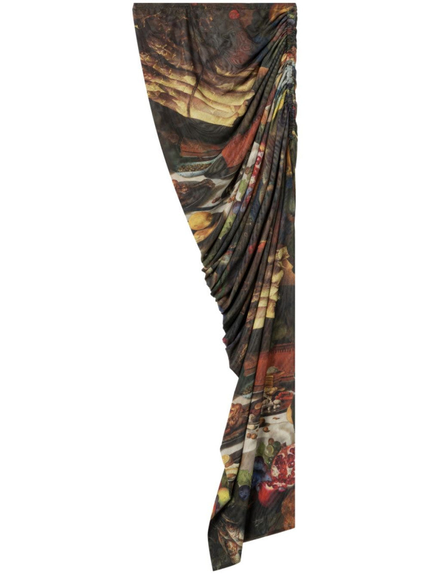 Multicolor Multi color Side Slit Long Skirt 1