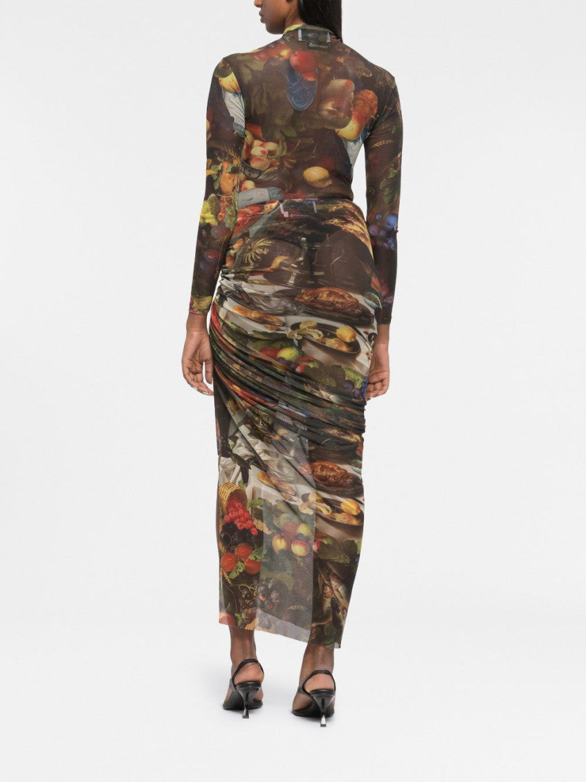 Multicolor Multi color Side Slit Long Skirt 3