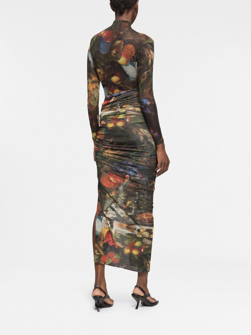 Multicolor Multi color Side Slit Long Skirt 4