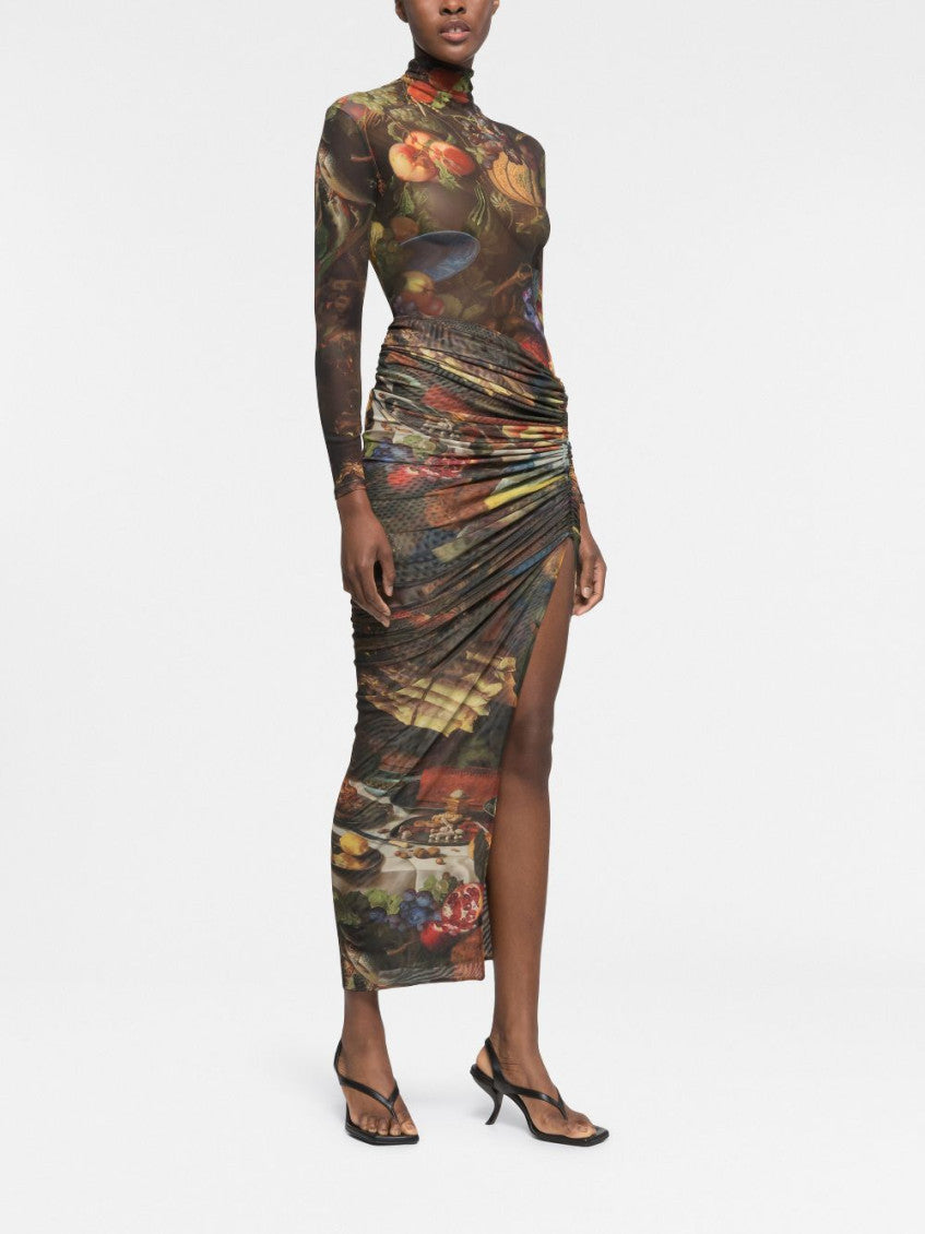 Multicolor Multi color Side Slit Long Skirt 5