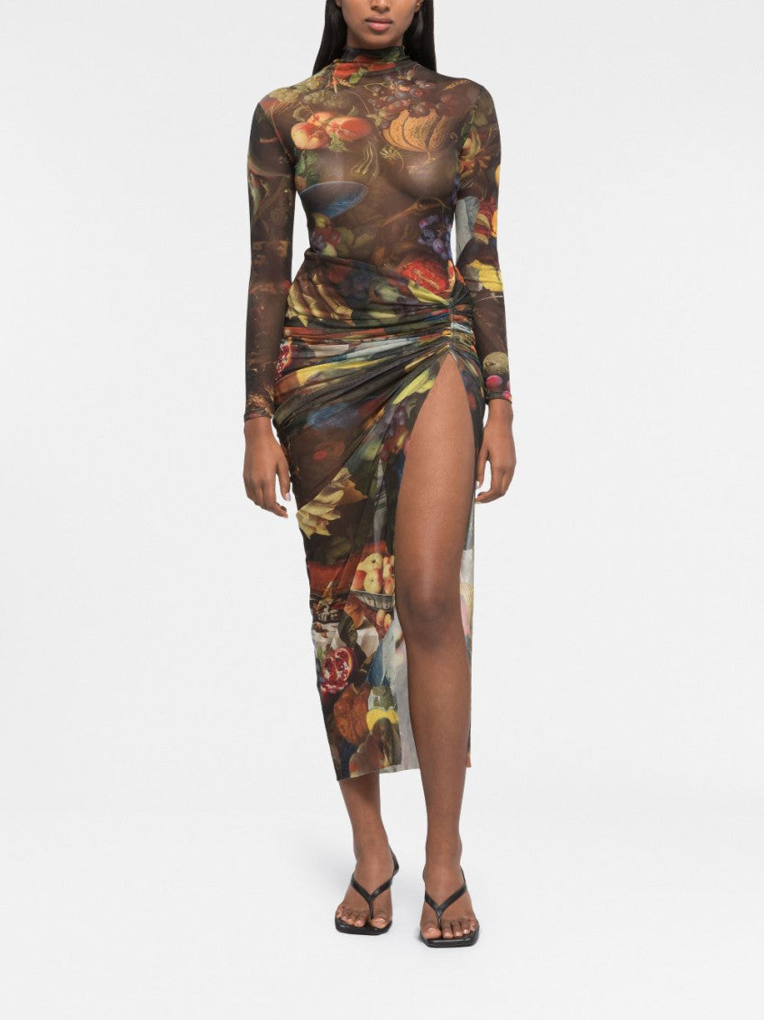Multicolor Multi color Side Slit Long Skirt 7