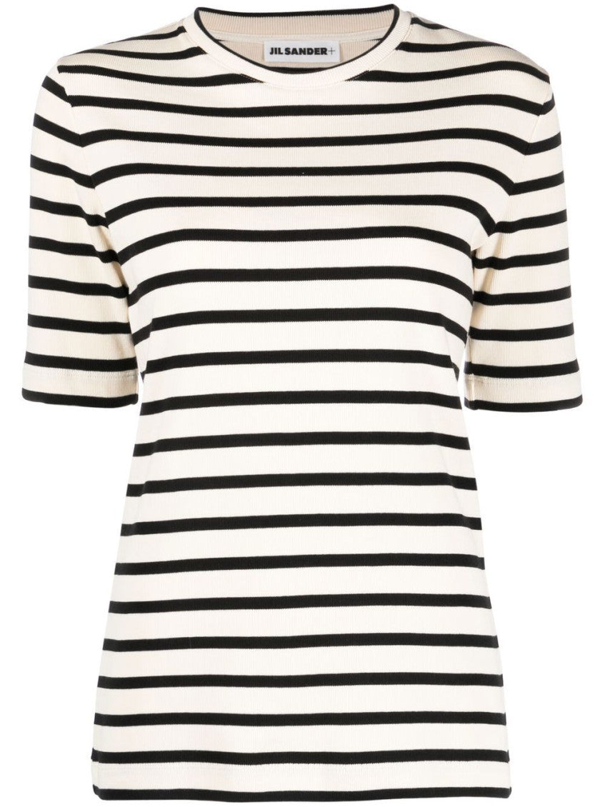 White Striped Cotton T-shirt 1