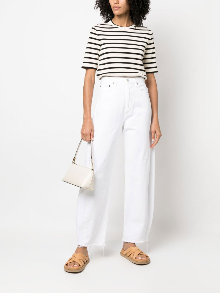 White Striped Cotton T-shirt 3