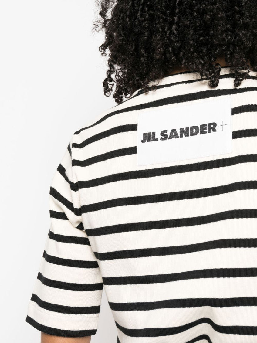 White Striped Cotton T-shirt 4