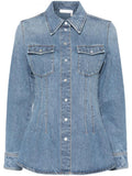Denim Blue Corset Style Denim Shirt 1