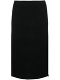 Black Zipped Ribbed Silk Skirt 1
