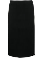 Black Zipped Ribbed Silk Skirt 1