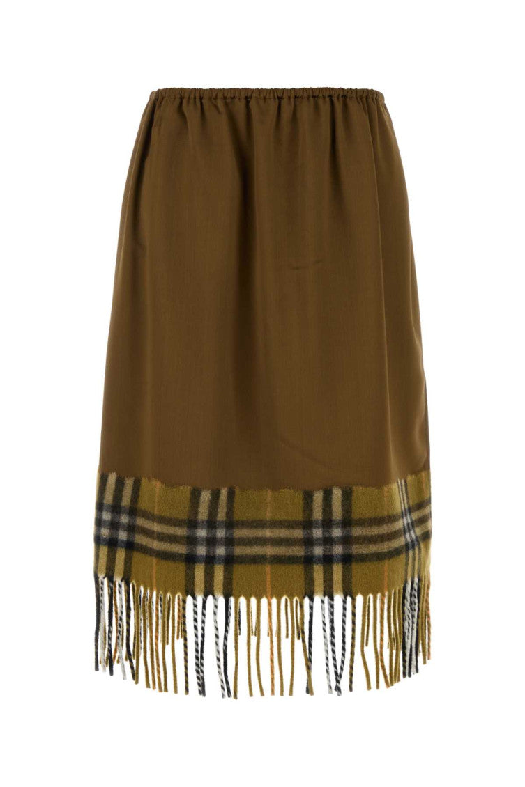 Brown Satin Check Scarf Skirt 1