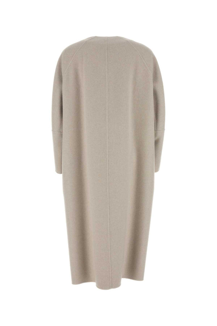 Beige Buttoned Long-sleeved Coat 2
