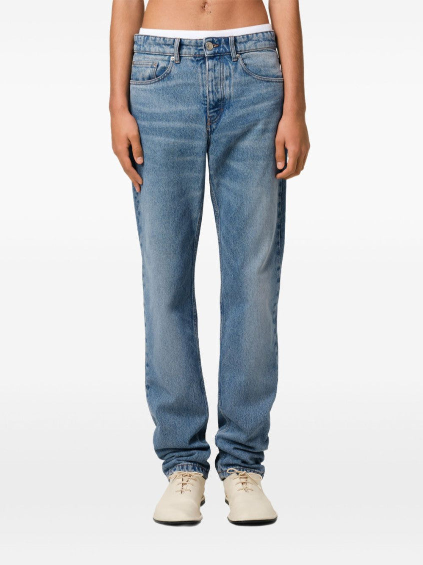 Blue Straight Leg Jeans 3