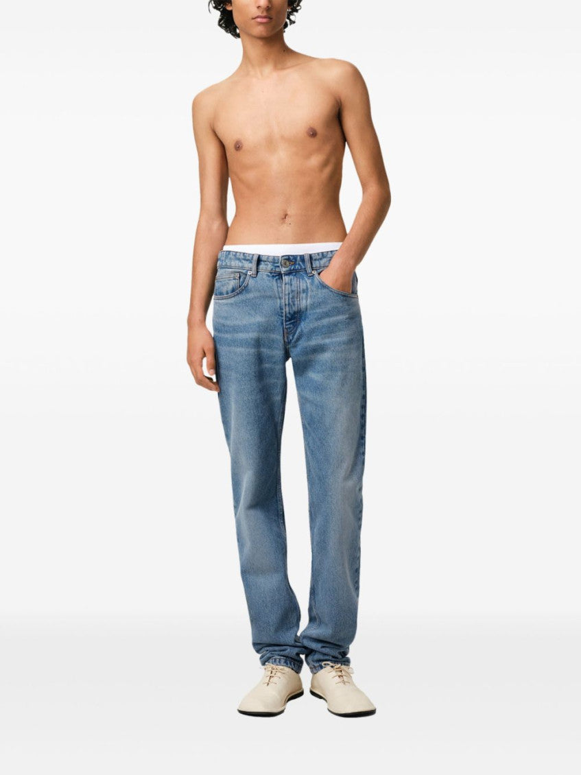 Blue Straight Leg Jeans 5