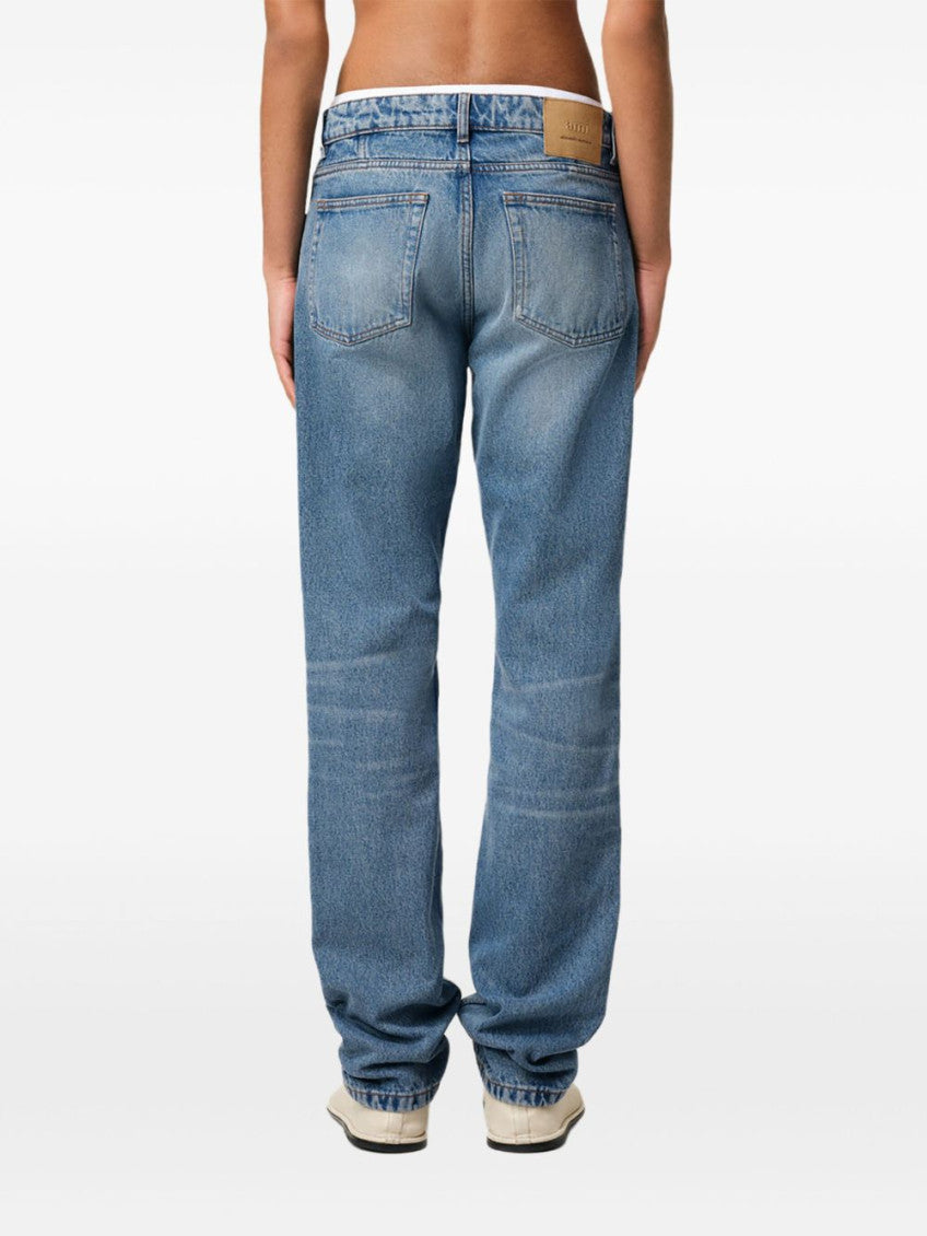 Blue Straight Leg Jeans 6