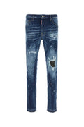 Blue distressed slim jeans 1