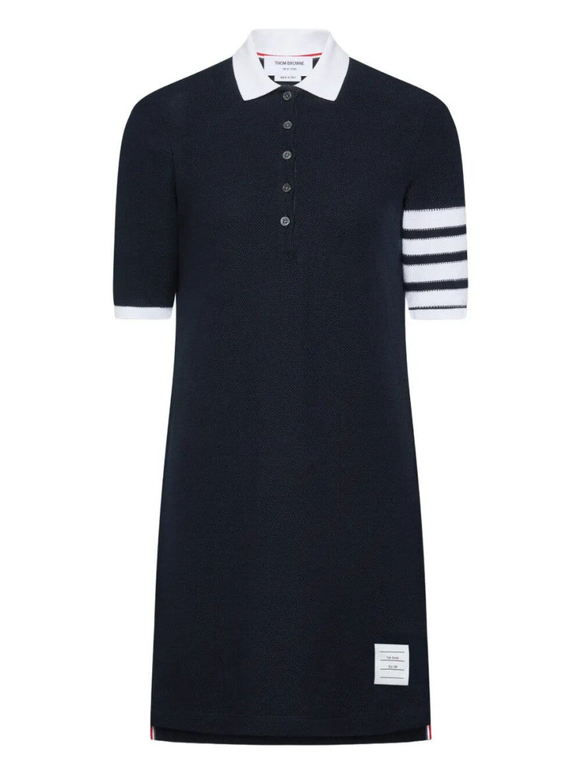 Navy Blue 4-bar Cotton Piqué Polo Dress 1