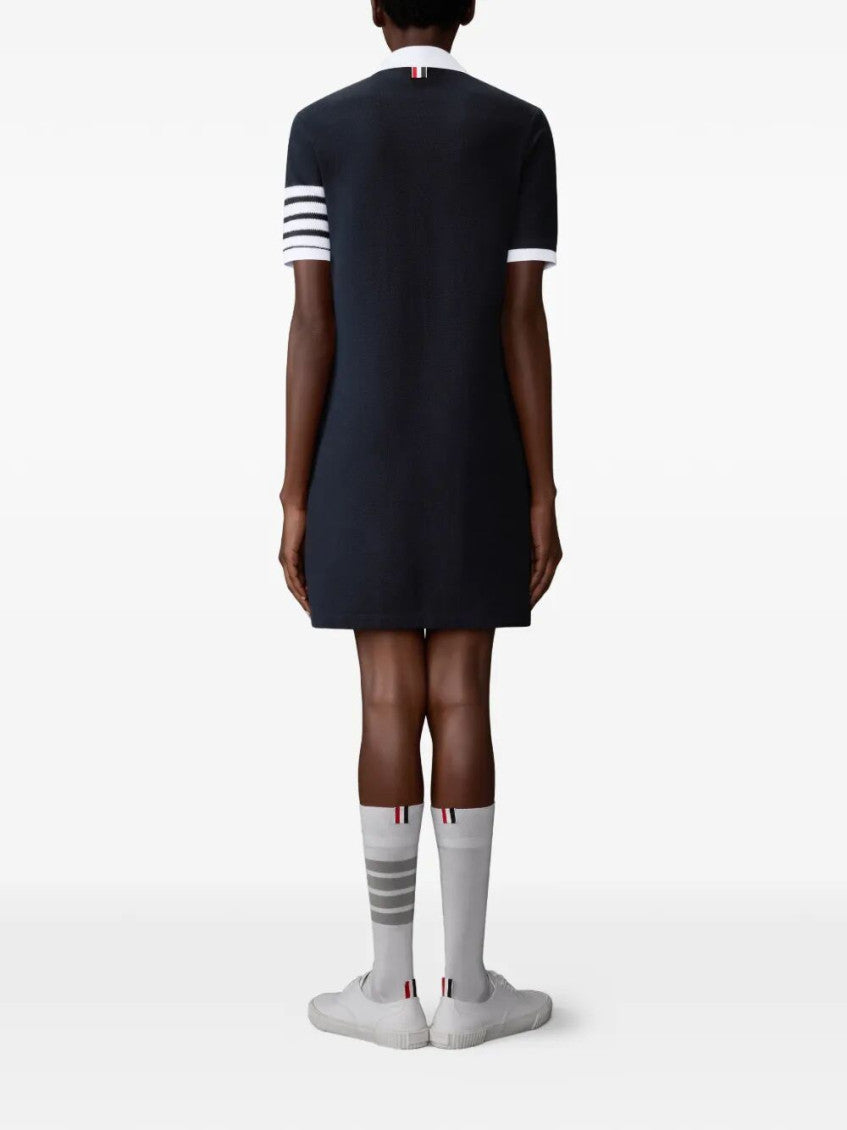 Navy Blue 4-bar Cotton Piqué Polo Dress 2