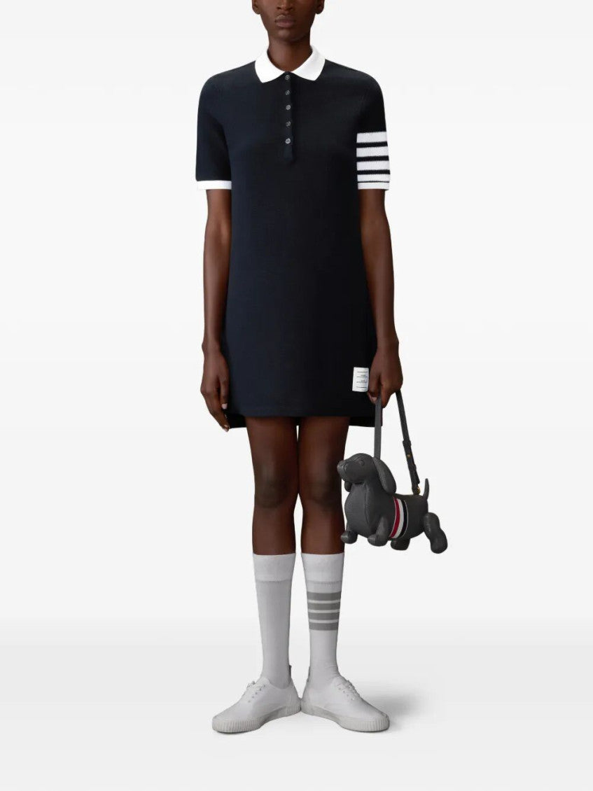 Navy Blue 4-bar Cotton Piqué Polo Dress 3