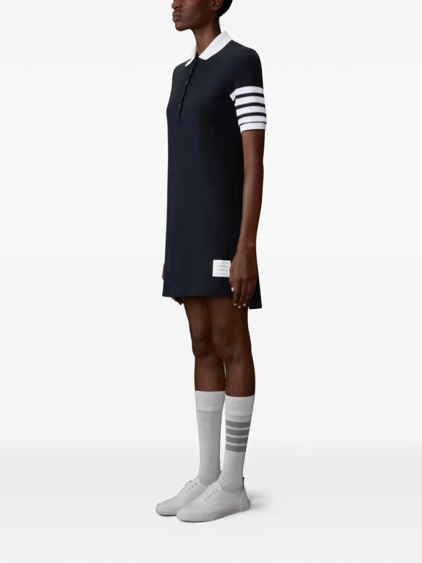 Navy Blue 4-bar Cotton Piqué Polo Dress 4