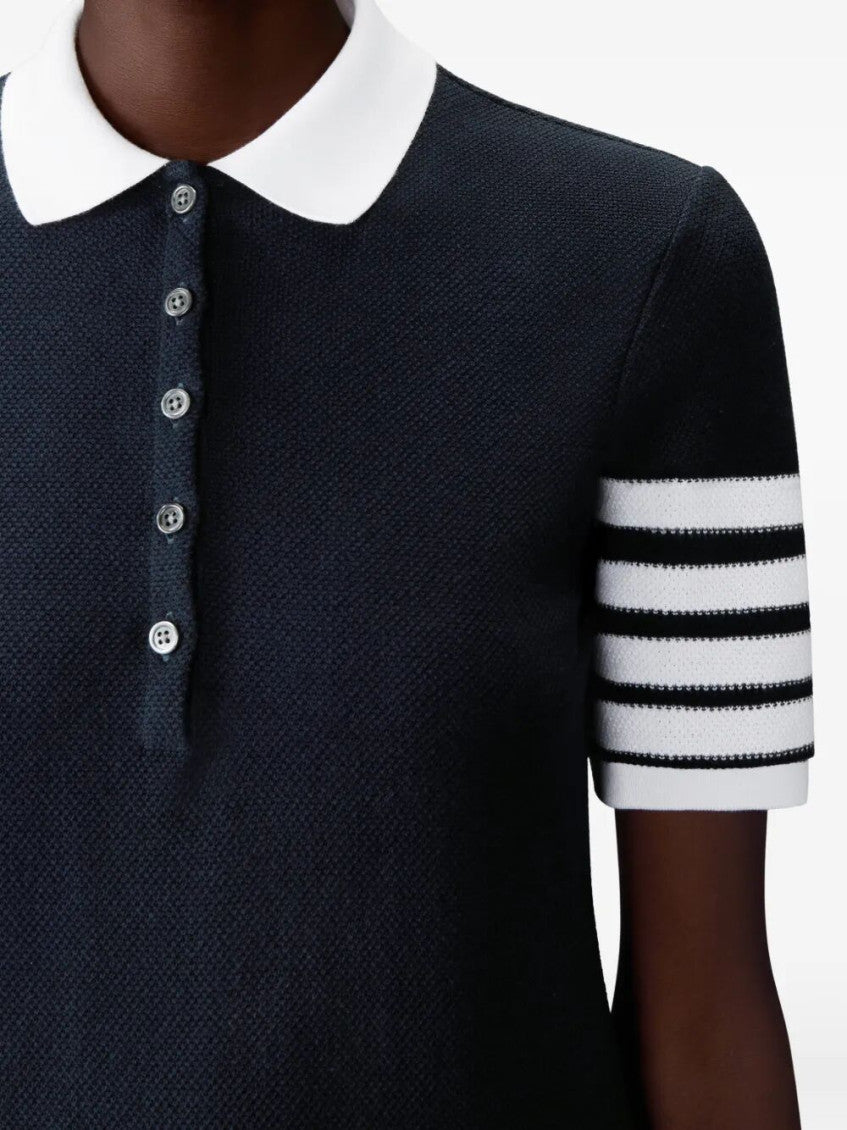 Navy Blue 4-bar Cotton Piqué Polo Dress 5