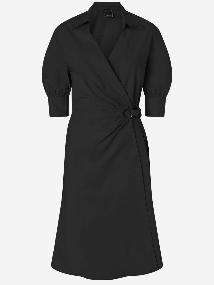 Black Knotted Wrap Midi Dress 1
