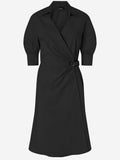 Black Knotted Wrap Midi Dress 1