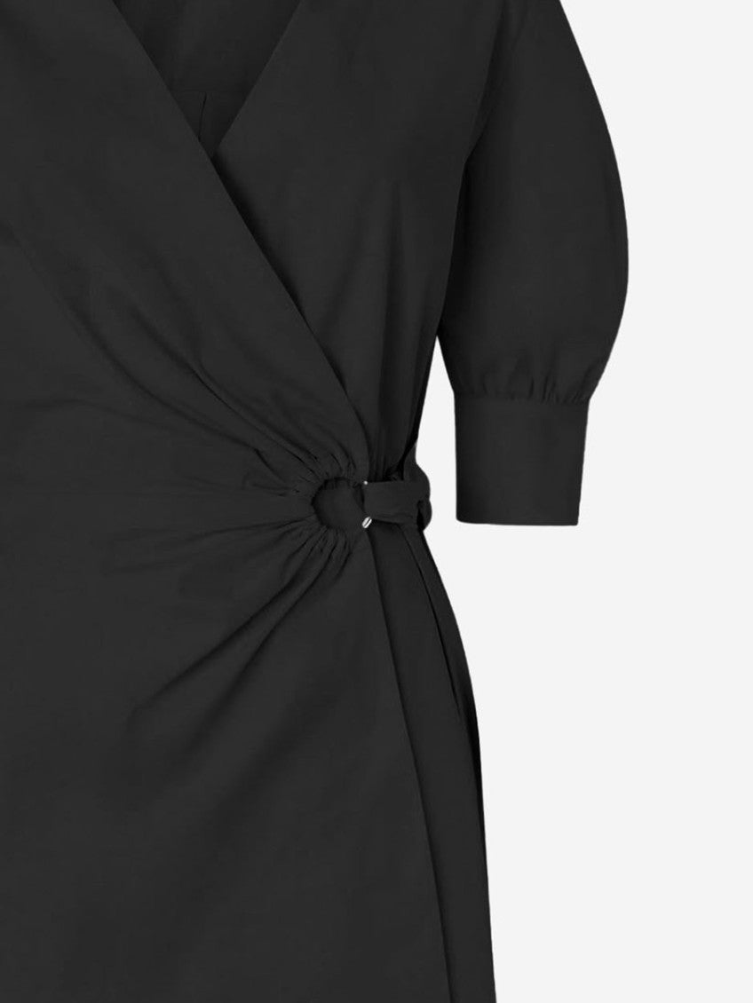 Black Knotted Wrap Midi Dress 3
