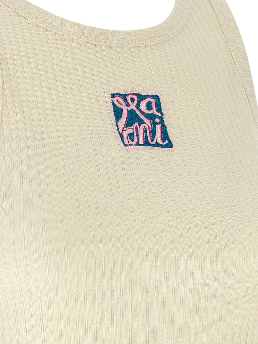 Beige Logo patch tank top 4