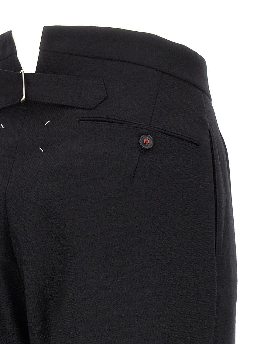 Black Herringbone wool pants 4