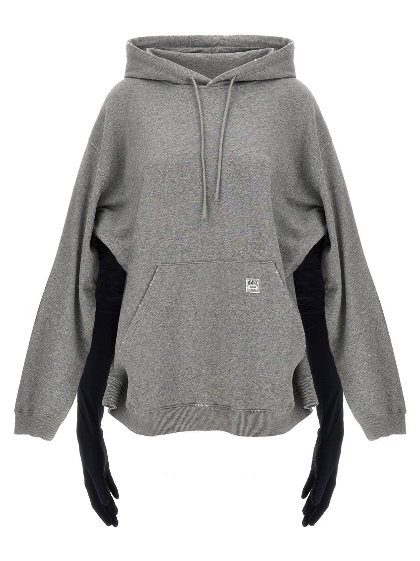 Grey Hoodie dress with gloves 2
