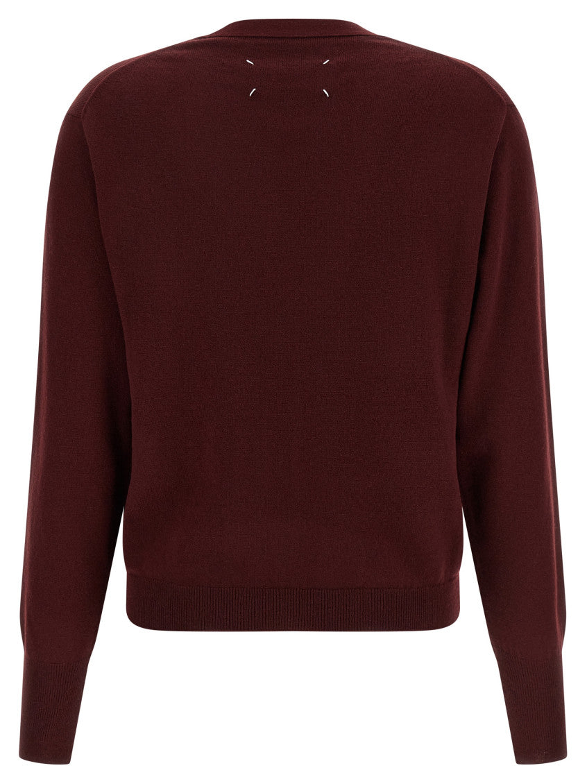 Maroon 'Four Stitches' cardigan 2