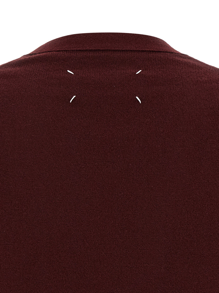 Maroon 'Four Stitches' cardigan 4