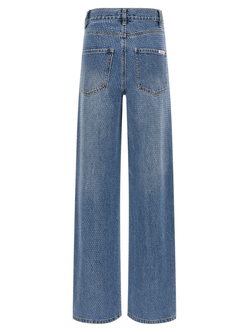 Blue 'Rhinestone Denim Straight Leg' jeans 2