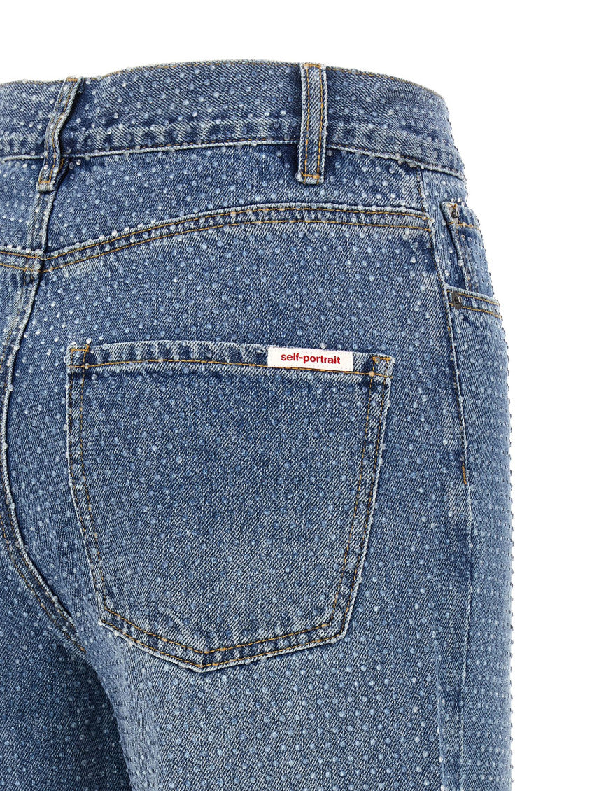 Blue 'Rhinestone Denim Straight Leg' jeans 4