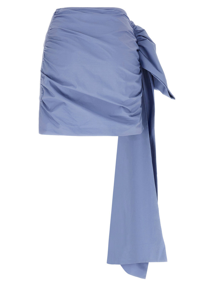 Light Blue 'Cotton Tie Side Mini' Skirt 2
