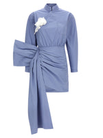 Light Blue 'Cotton Tie Side Mini' Dress 1