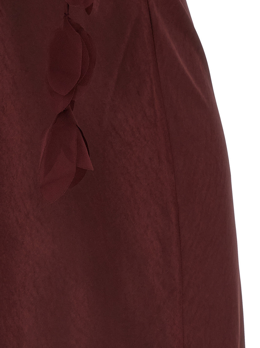 Maroon 'Satin Flower Midi' Dress 4