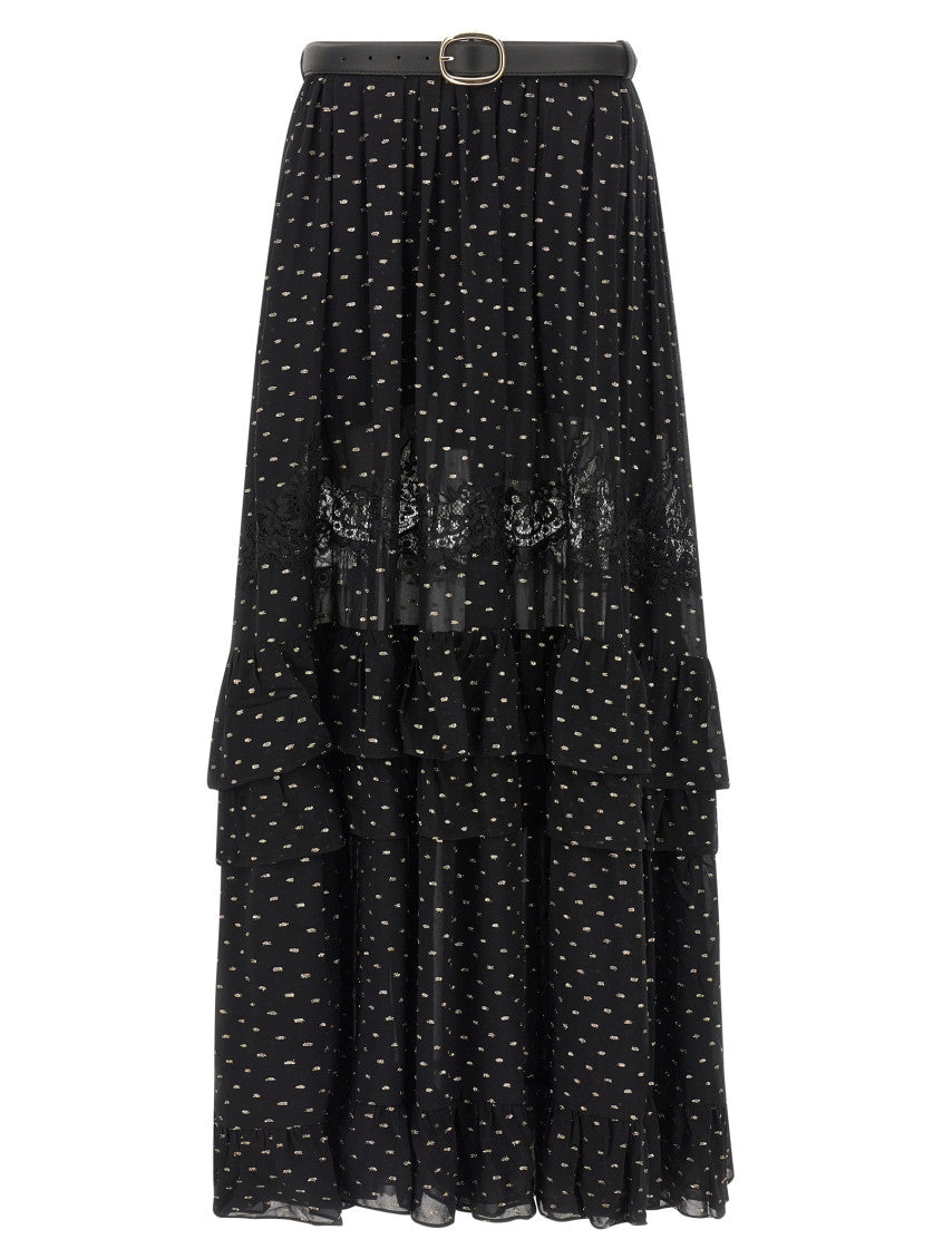 Black 'And Gold Chiffon Lace Maxi' Skirt 1